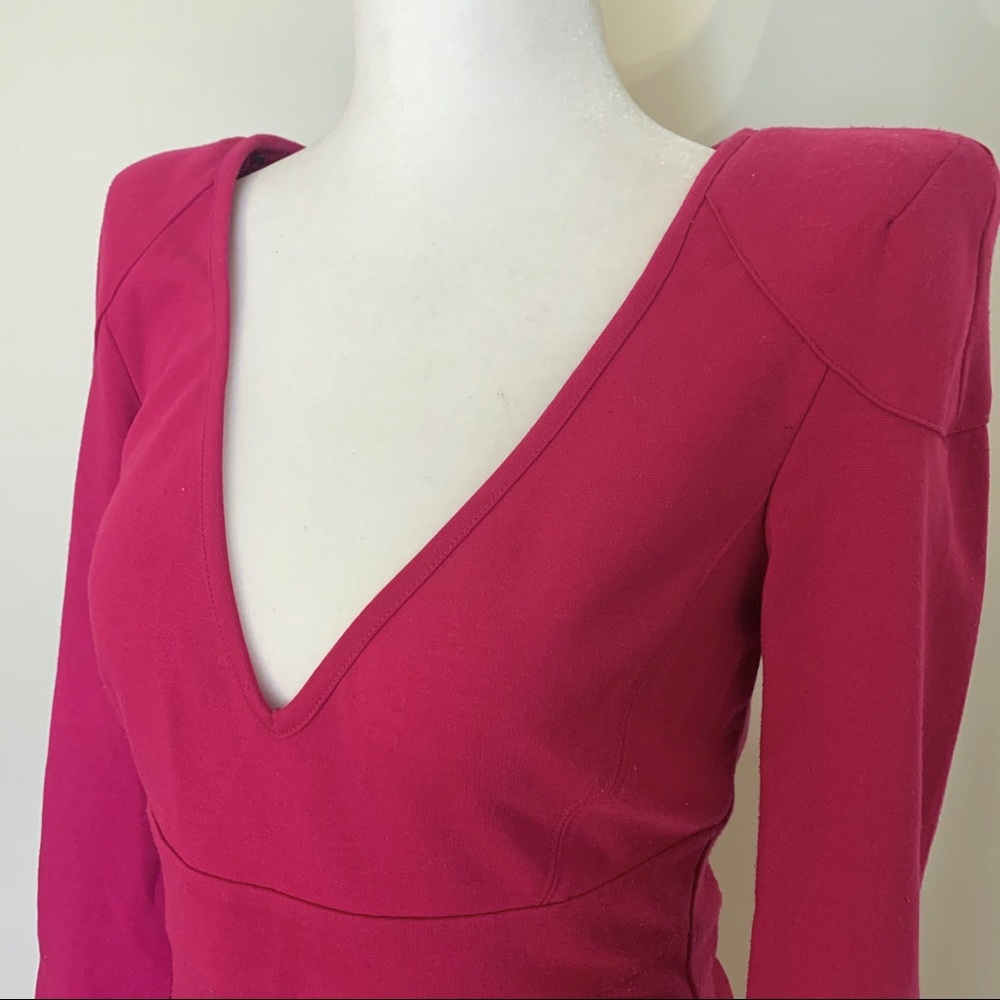 TED BAKER magenta structured shoulder dress small
